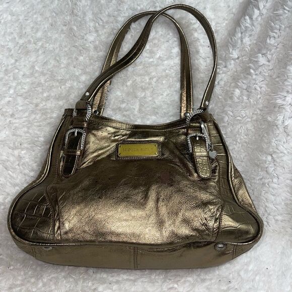 Judith Ripka leather Bronze Large  shoulder bag silver tone hardwares - Picture 6 of 16